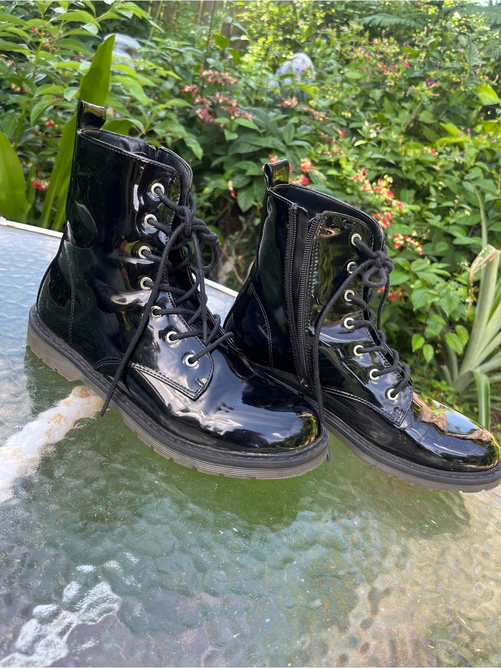 Dr. Martens Black Patent Lace-Up Ankle Boots